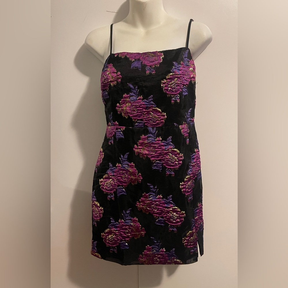 Lulus Vivid Charm Black Floral Jacquard Sleeveless Mini Dress - Picture 6 of 7
